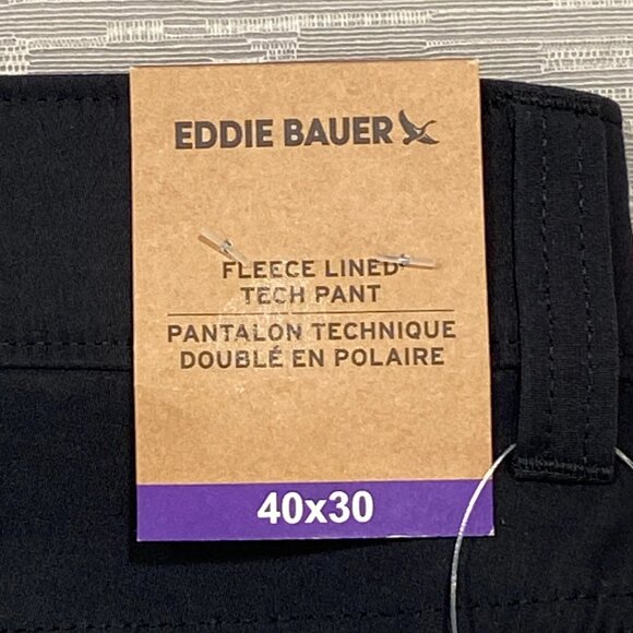 Eddie Bauer Fleece Lined Tech Pants Mens 40 x 30 Black Water Repellent Insulated - Picture 7 of 14